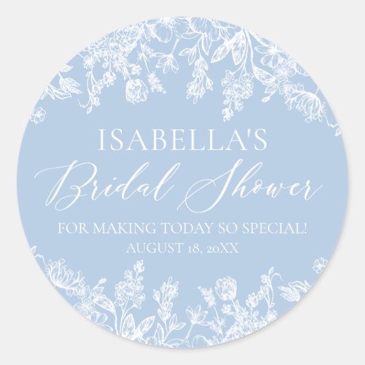 Elegant Iets Blauws Bruiloft Bridal Shower Ronde Sticker (Voorkant)