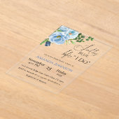 Elegant Iets Blue Floral Vrijgezellenfeest Acryl Uitnodigingen (Laagn)