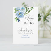 Elegant Iets Blue Floral Vrijgezellenfeest Bedankkaart (Staand voorkant)