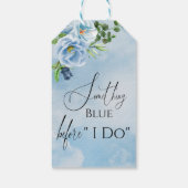 Elegant Iets Blue Floral Vrijgezellenfeest Cadeaulabel (Achterkant)