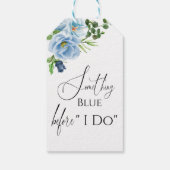 Elegant Iets Blue Floral Vrijgezellenfeest Cadeaulabel (Achterkant)