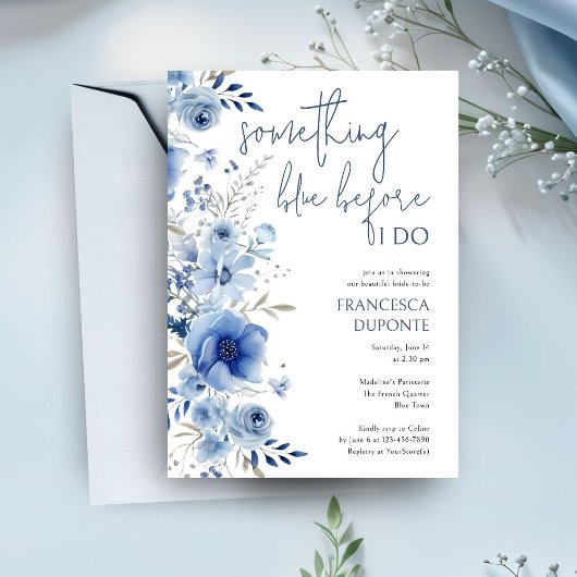 Elegant Iets Blue Floral Vrijgezellenfeest Kaart