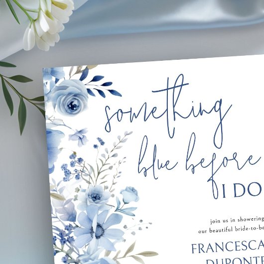 Elegant Iets Blue Floral Vrijgezellenfeest Kaart