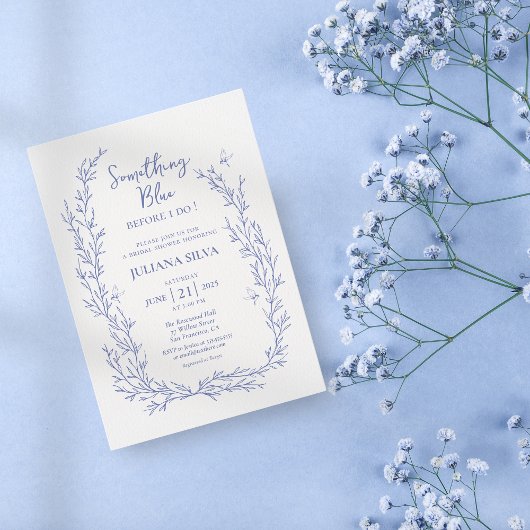 Elegant Iets Blue Floral Vrijgezellenfeest Kaart