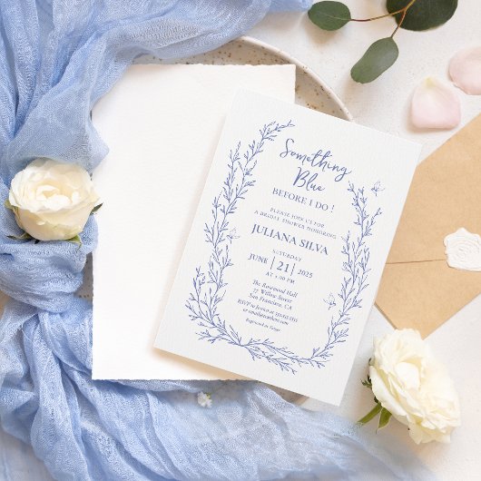 Elegant Iets Blue Floral Vrijgezellenfeest Kaart