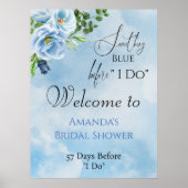 Elegant Iets Blue Floral Vrijgezellenfeest Poster (Voorkant)