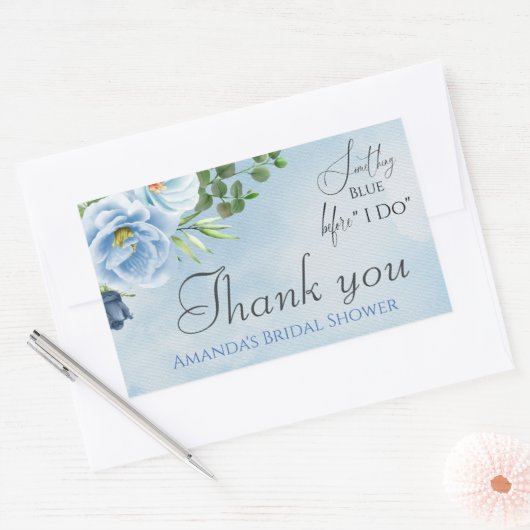 Elegant Iets Blue Floral Vrijgezellenfeest Rechthoekige Sticker (Envelop)