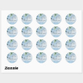 Elegant Iets Blue Floral Vrijgezellenfeest Ronde Sticker (Vel)