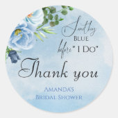 Elegant Iets Blue Floral Vrijgezellenfeest Ronde Sticker (Voorkant)