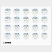 Elegant Iets Blue Floral Vrijgezellenfeest Ronde Sticker (Vel)