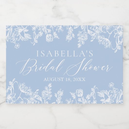 Elegant Iets Blue Floral Vrijgezellenfeest Sparkling Wijnetiket (Enkel label)