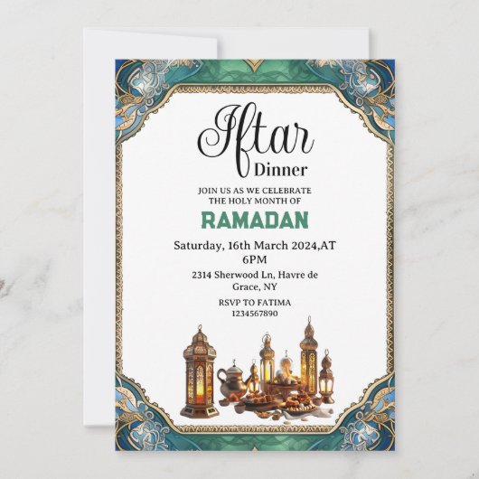 Elegant Iftar etentje Ramadan 2025 Kaart (Voorkant)