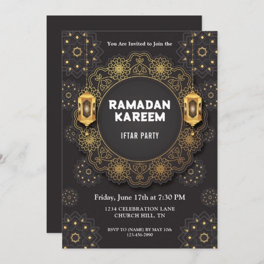 Elegant iftar-uitnodiging kaart (Voorkant / Achterkant)