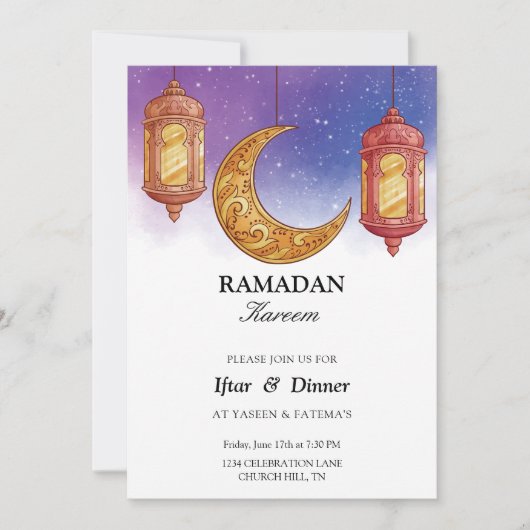 Elegant Iftar-uitnodiging Kaart (Voorkant)