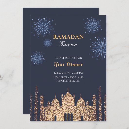 Elegant Iftar-uitnodiging Kaart (Voorkant / Achterkant)