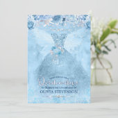 Elegant ijsblauw glittergeit Quinceanera Kaart (Staand voorkant)