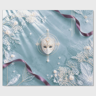 Elegant Ijsblauw Maskerade Kerst Inpakpapier