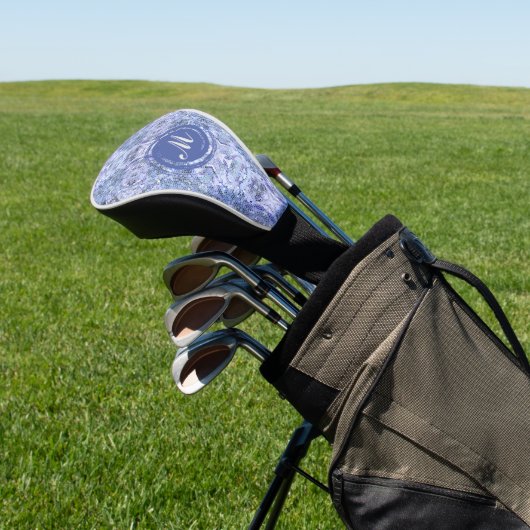Elegant ijsblauw mozaïek, modern Monogram Golfheadcover (Insitu)