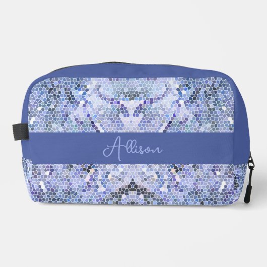 Elegant ijsblauw mozaïek, modern op maat toilettasje (Voorkant)