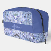 Elegant ijsblauw mozaïek, modern op maat toilettasje (Rechterhoek)