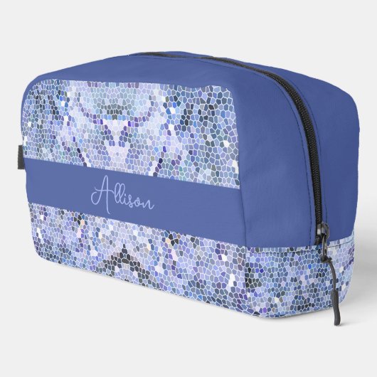 Elegant ijsblauw mozaïek, modern op maat toilettasje (Rechterhoek)