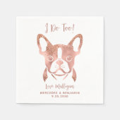 Elegant Ik doe te Franse Bulldog Roos Gouden Bruil Servet (Voorkant)