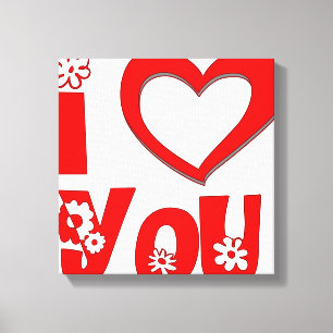 Elegant Ik Hou Van Jou Minimalistische Rode Canvas Afdruk