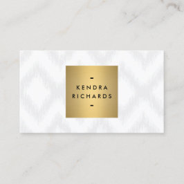 Elegant Ikat Patroon met Gouden Naam Logo Visitekaartje