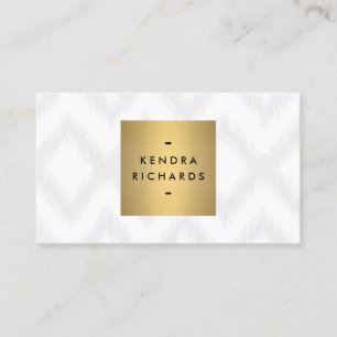 Elegant Ikat Patroon met Gouden Naam Logo Visitekaartje
