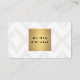 Elegant Ikat Patroon met Gouden Naam Logo Visitekaartje