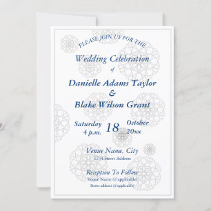 Elegant Illusion Navy & White Lace Mandala Wedding Kaart