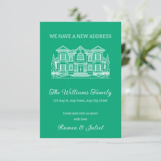 Elegant Illustrated New Home Announcement Aankondiging (Staand voorkant)