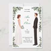 Elegant Illustrated Wedding Invitation Kaart (Voorkant)