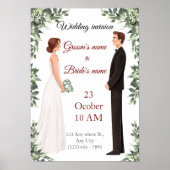 Elegant Illustrated Wedding Invitation Poster (Voorkant)