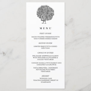 Elegant  Illustratie Peacock Wedding Menu