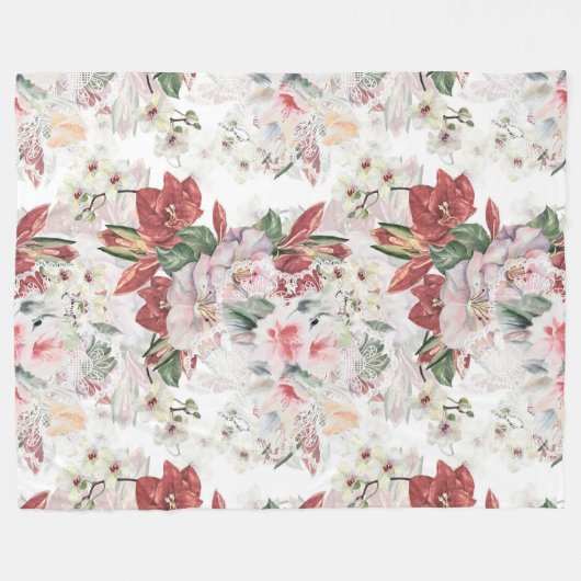 Elegant illustratieillustratie orchidee en lily La Fleece Deken (Voorkant (Horizontaal))