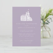 Elegant Illustration Lavender Castle Wedding Kaart (Staand voorkant)