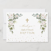 Elegant Imperial Lilies Rozen Gold Twins Baptisme Bedankkaart (Voorkant)