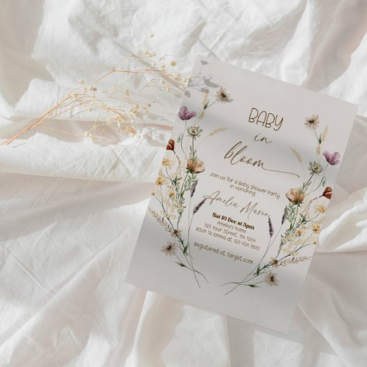 Elegant "In Bloom" Baby Shower Party Kaart