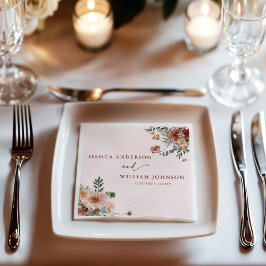 Elegant in de herfst roze tinten bruiloft partij servet