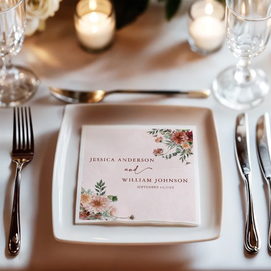 Elegant in de herfst roze tinten bruiloft partij servet