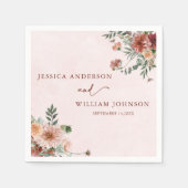 Elegant in de herfst roze tinten bruiloft partij servet (Voorkant)