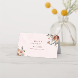 Elegant in de herfst Roze Tonen bruiloft Plaatskaartje