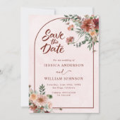 Elegant in de herfst Roze Tonen bruiloft Save The Date (Voorkant)