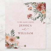 Elegant in de herfst Roze Tonen bruiloft Wijn Etiket (Enkel label)