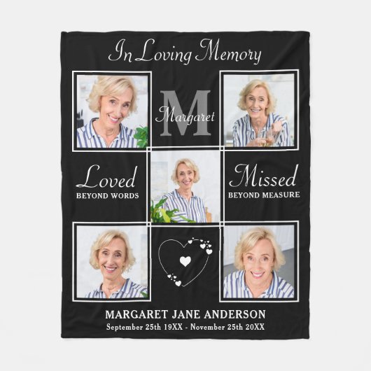 Elegant in het liefdevol geheugen 5 Memorial over Fleece Deken (Voorkant)