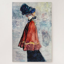 Elegant in het schilderij van de rode cape door He Legpuzzel