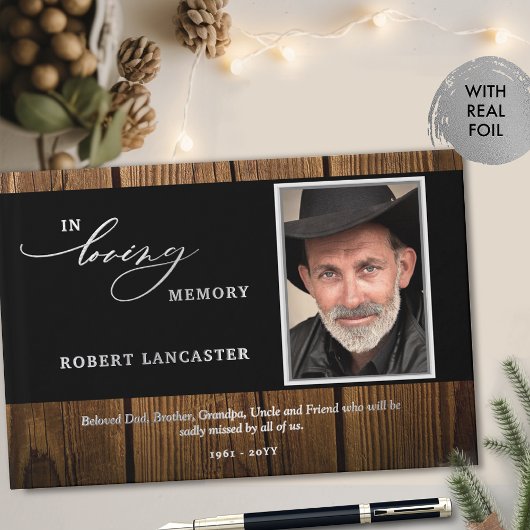 Elegant in liefdevol geheugen hout rustieke foto b gastenboek