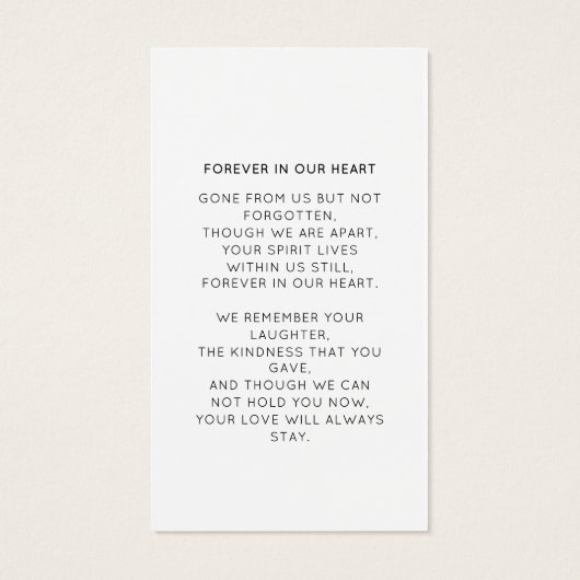 Elegant in liefdevol geheugenscript Fotobegrafenis Visitekaartje (Achterkant)