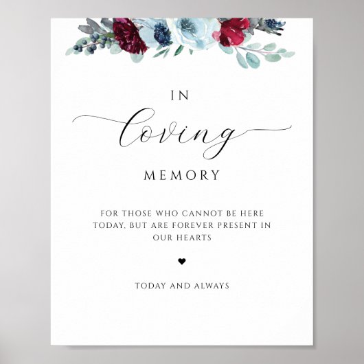 Elegant In liefdevolle Geheugen, Blauw en Rood Blo Poster (Voorkant)